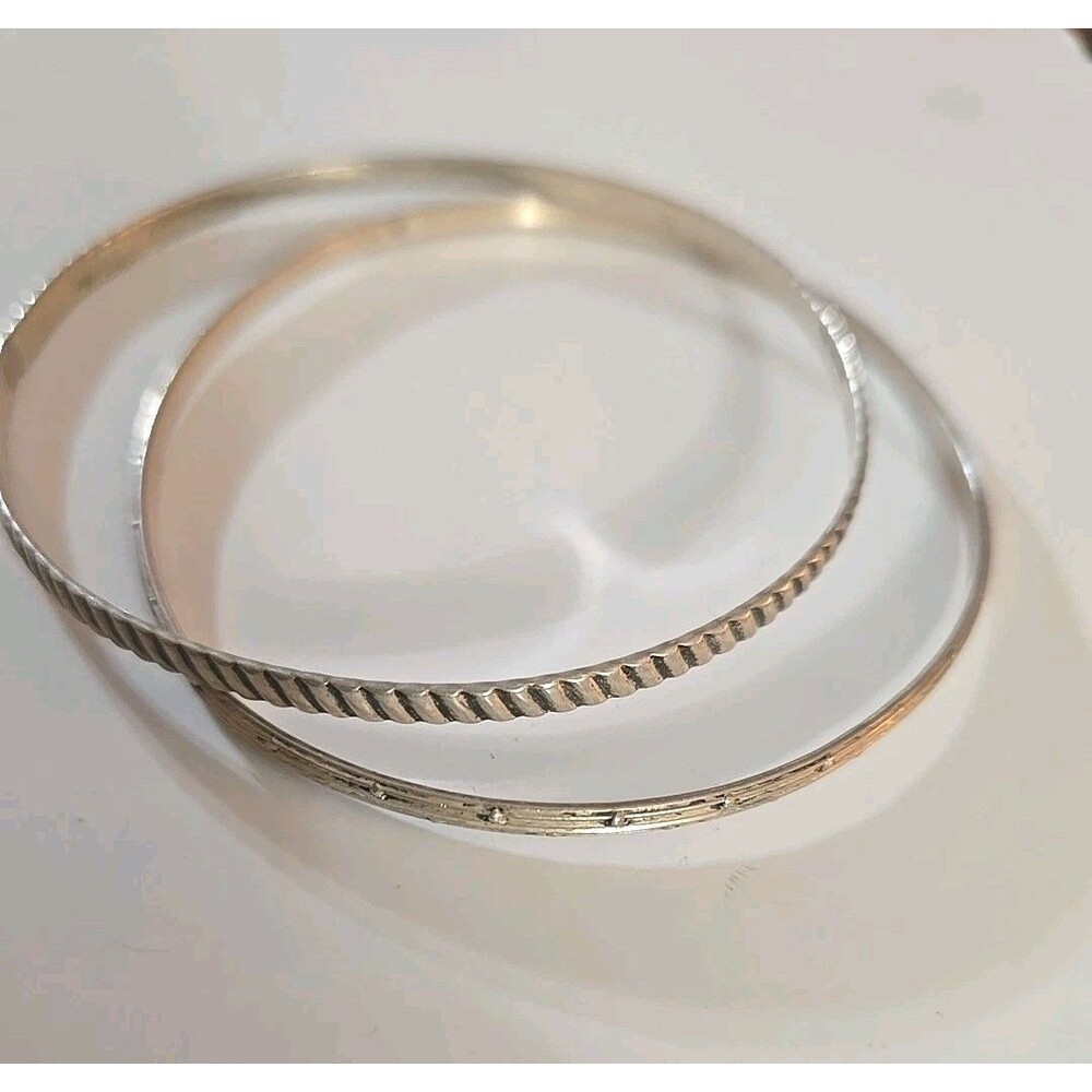 Vintage Sterling Silver Bangle Bracelet Set Of 2